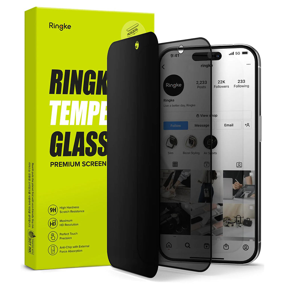 Folia ochronna Ecran Privacy Ringke dla Apple iPhone 15 Pro Max, Szkło Hartowane, Full Glue