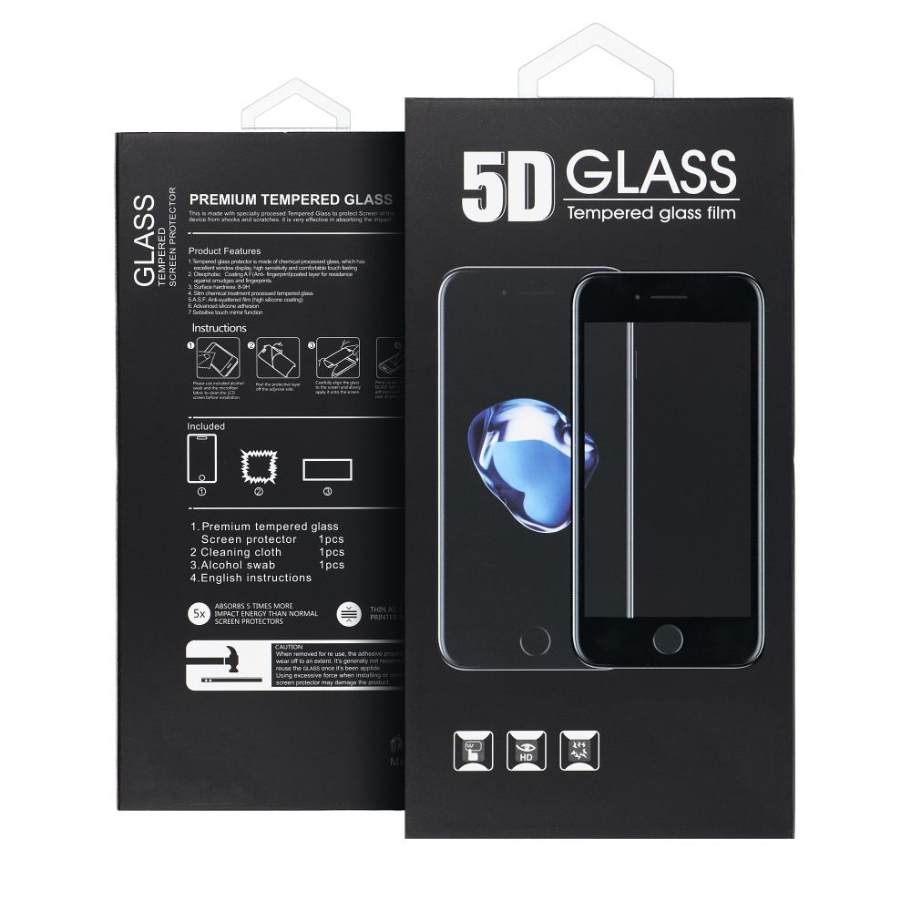 Folia ochronna na ekran OEM do Samsung Galaxy S25+ S936, szkło hartowane, pełny klej, 5D, czarna