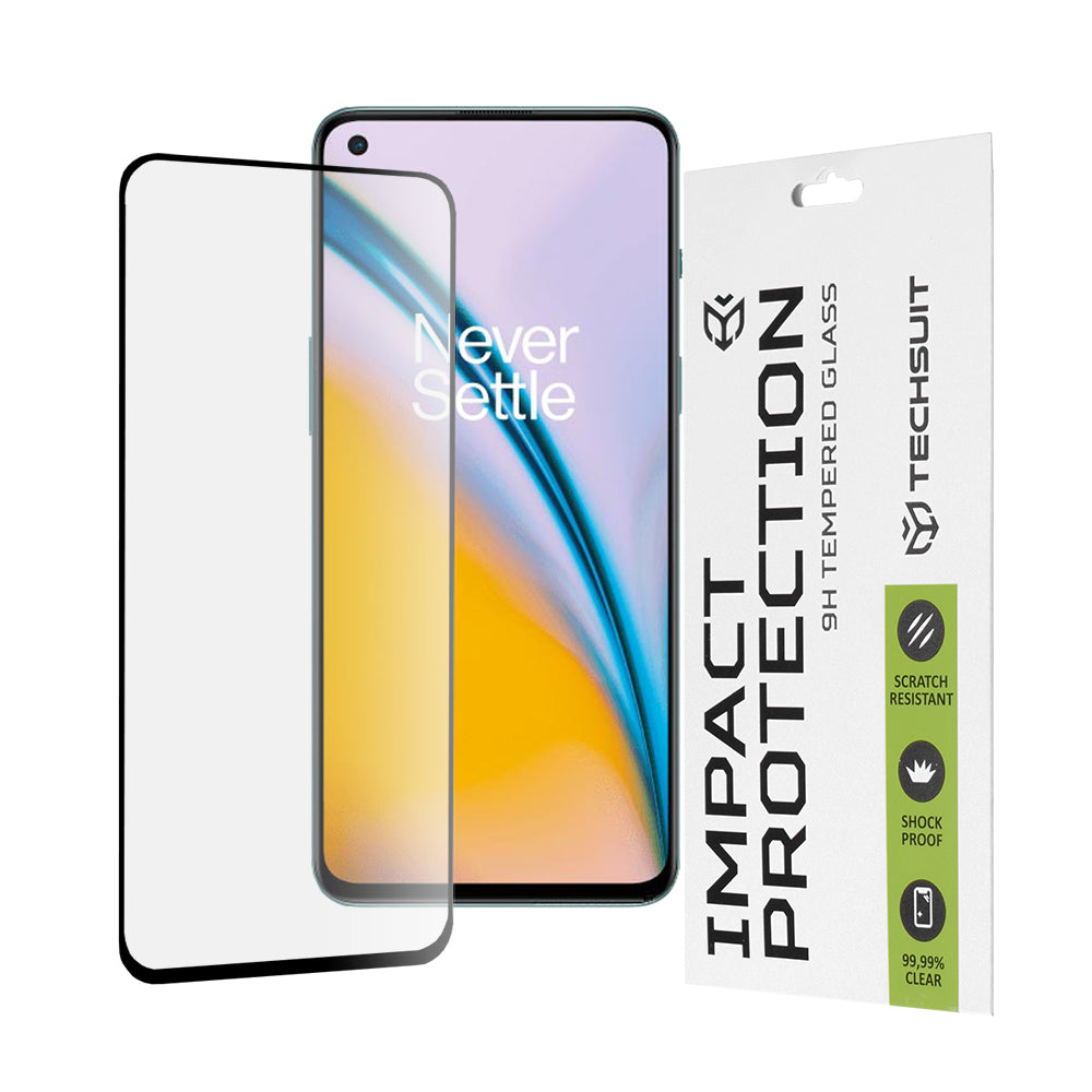 Techsuit Screen Protector Film for OnePlus Nord 2T / Nord CE 5G / Nord 2 5G, Tempered Glass, Full Glue, 111D, Black