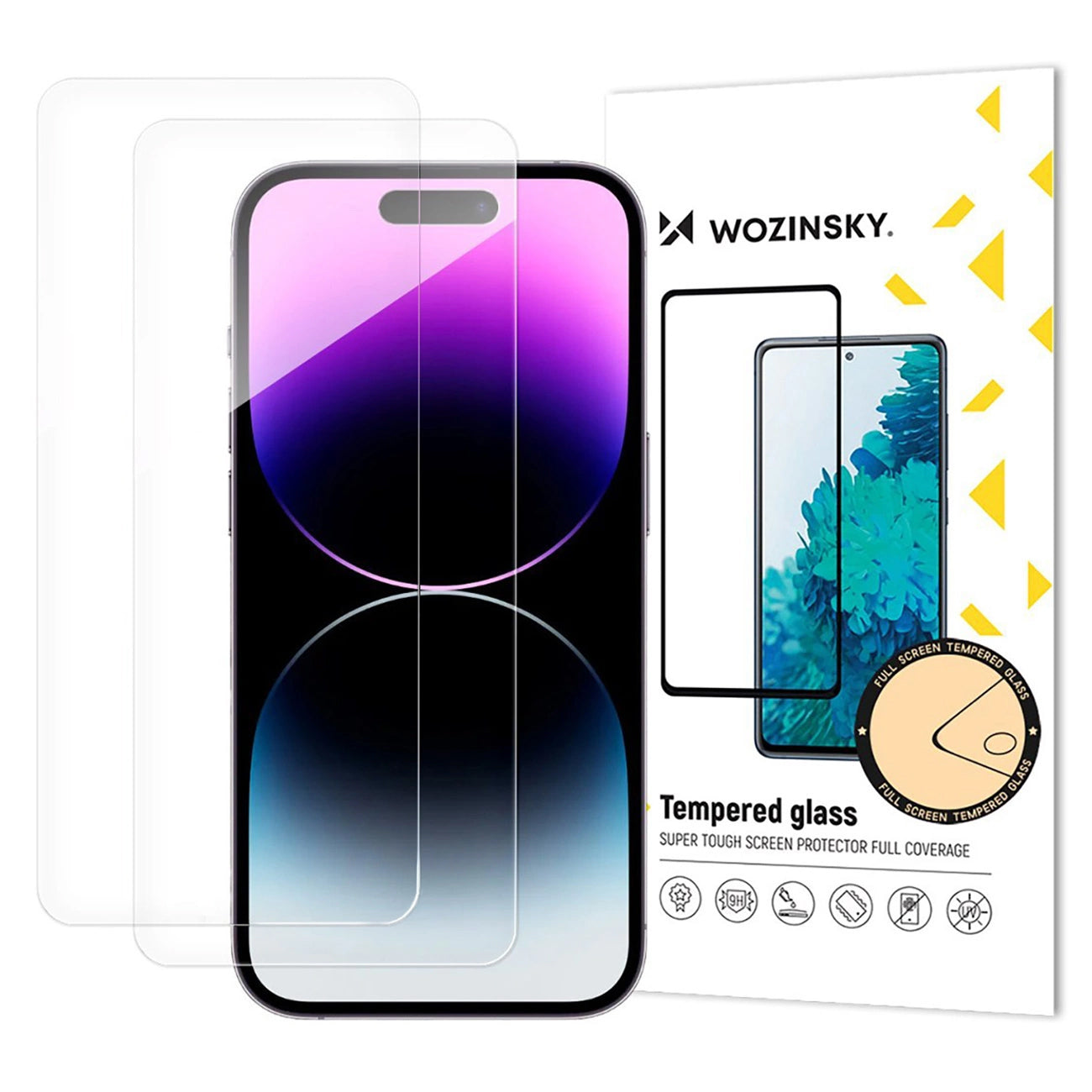 Folia ochronna na ekran WZK dla Apple iPhone 17 Air, Szkło Hartowane, Pełne Klejenie, Zestaw 2 sztuki