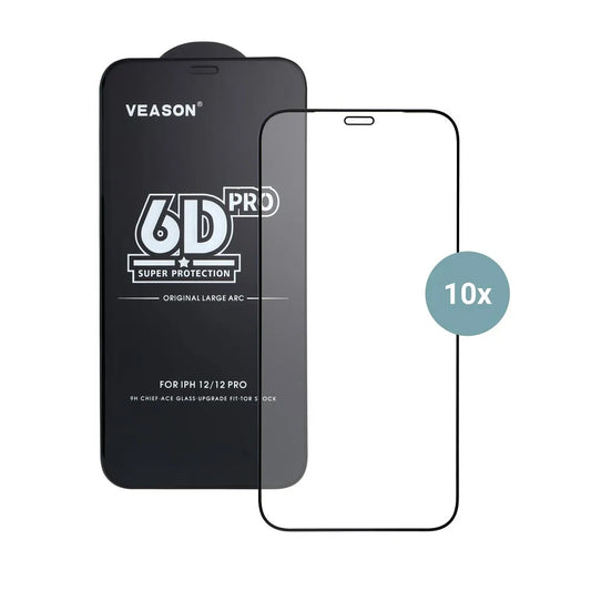 Folia ochronna na ekran Veason PRO do Apple iPhone 17 Pro Max, szkło hartowane, pełna klej, zestaw 10 sztuk, 6D, czarna