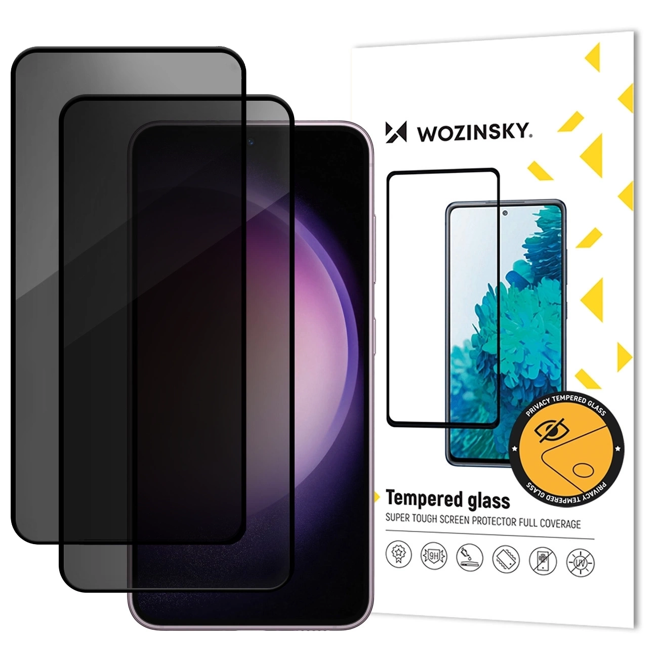 Privacy Screen Protector WZK AntiSpy for Samsung Galaxy A17 4G / A17 5G, Tempered Glass, Full Glue, Set of 2 pieces