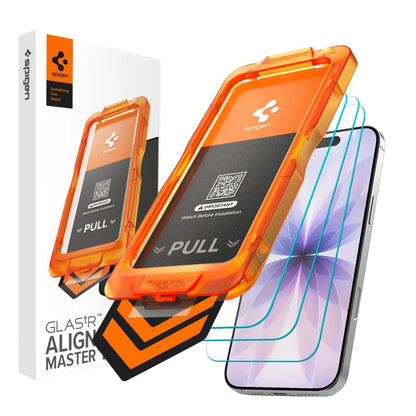 Folia ochronna na ekran Spigen GlastR Align Master Slim dla Apple iPhone 17, Hartowane szkło, Pełne klejenie, Zestaw 3 sztuki AGL10484