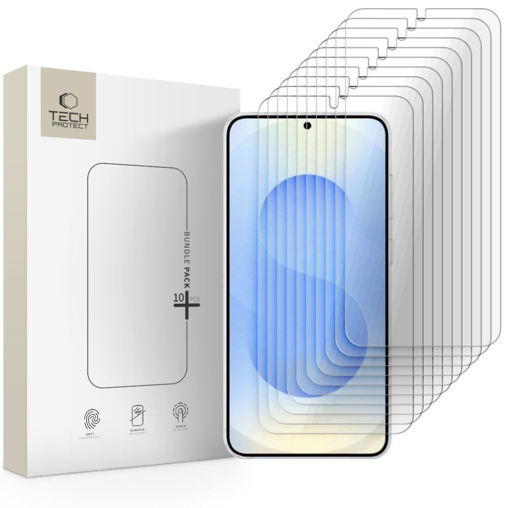 Folia ochronna na ekran Tech-Protect dla Samsung Galaxy S26 S942, Szkło Hartowane, Pełne Klejenie, Zestaw 10 sztuk