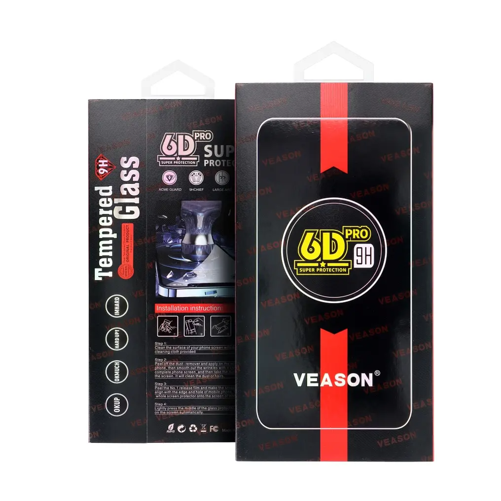 Veason PRO Screen Protector for Apple iPhone 17 / 16 Pro, Tempered Glass, Full Glue, 6D, Black