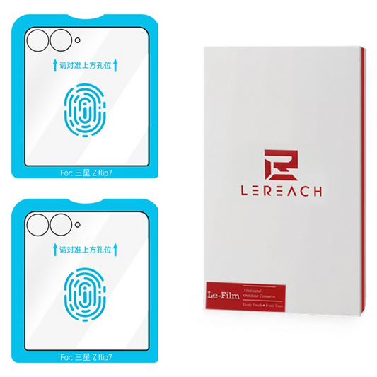 Folia ochronna na zewnętrzny ekran Lereach do Samsung Galaxy Z Flip8 F776 / Galaxy Z Flip7 F766, szkło hartowane, pełna klej, zestaw 2 sztuki, czarna