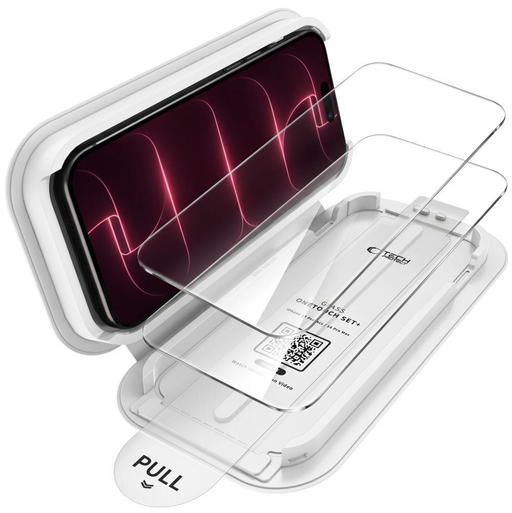 Folia ochronna na ekran Tech-Protect OneTouch do Apple iPhone 18 Pro / 17 Pro, szkło hartowane, pełna klej, zestaw 2 sztuki
