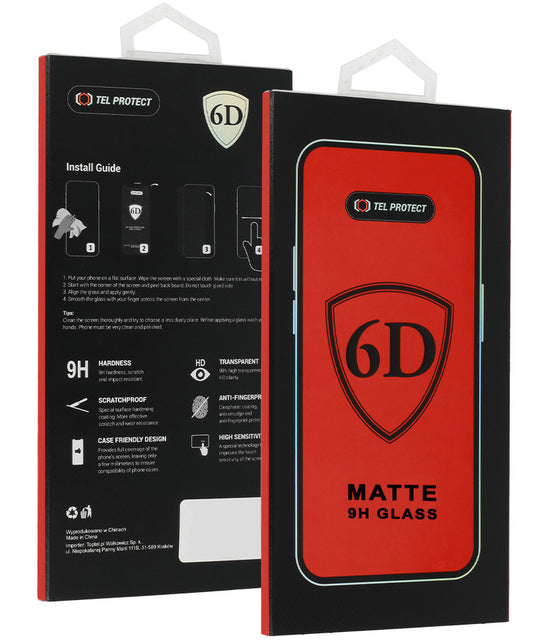 Matowa folia ochronna na ekran OEM do Apple iPhone 18 Pro, szkło hartowane, Full Glue, 6D, czarna
