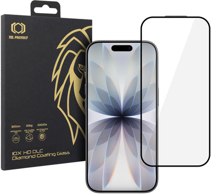 Szkło ochronne na ekran Tel Protect 10X HD DLC Diamond Coating do Apple iPhone 17 / 16 Pro, szkło hartowane, pełny klej, czarne