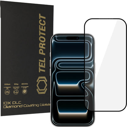 Szkło ochronne na ekran Tel Protect 10X HD DLC Diamond Coating do Apple iPhone 18 Pro / 17 Pro, szkło hartowane, pełny klej, czarne