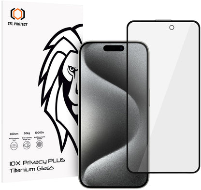 Szkło ochronne na ekran Privacy Tel Protect 10X Plus Titanium do Apple iPhone 17 / 16 Pro, szkło hartowane, pełna warstwa klejąca