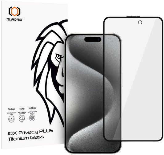 Szkło ochronne na ekran Privacy Tel Protect 10X Plus Titanium do Apple iPhone 17 / 16 Pro, szkło hartowane, pełna warstwa klejąca
