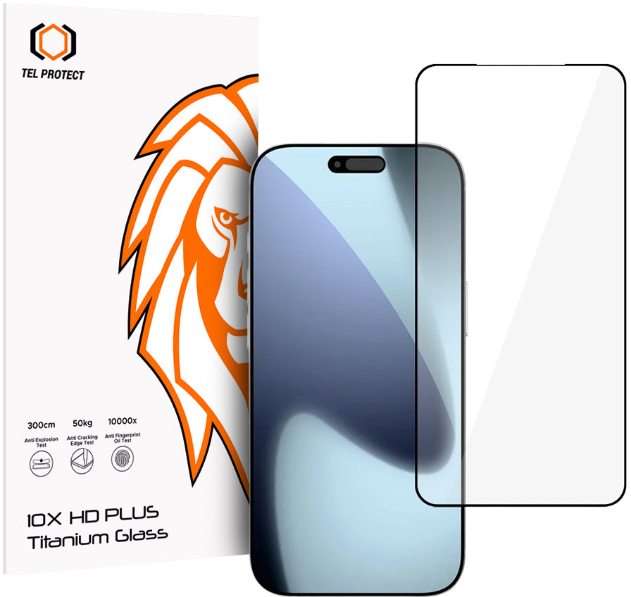 Szkło ochronne na ekran Tel Protect 10X HD Plus Titanium do Apple iPhone 18 Pro Max / 17 Pro Max, szkło hartowane, pełna warstwa kleju, czarne