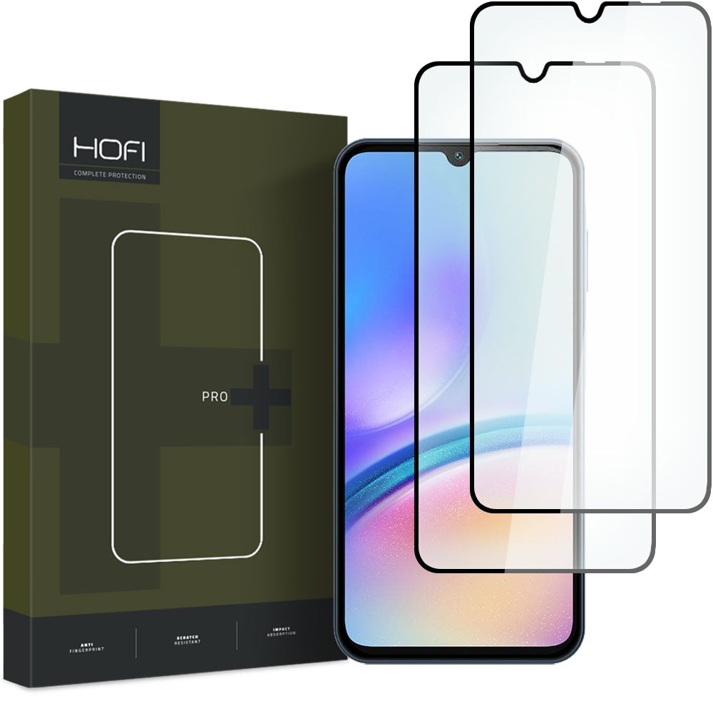 HOFI Glass PRO+ Screen Protector do Samsung Galaxy A05s A057, szklana osłona, pełne klejenie, zestaw 2 sztuk, 2.5D, czarny