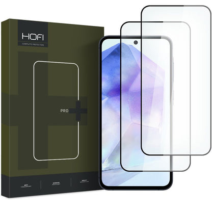 HOFI Glass PRO+ Screen Protector do Samsung Galaxy A55 5G A556 / A35 5G A356, szklana osłona, pełne klejenie, zestaw 2 sztuk, 2.5D, czarny 