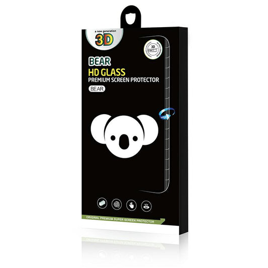 Bear HD Screen Protector for Apple iPhone 16, Tempered Glass, Full Glue, Black