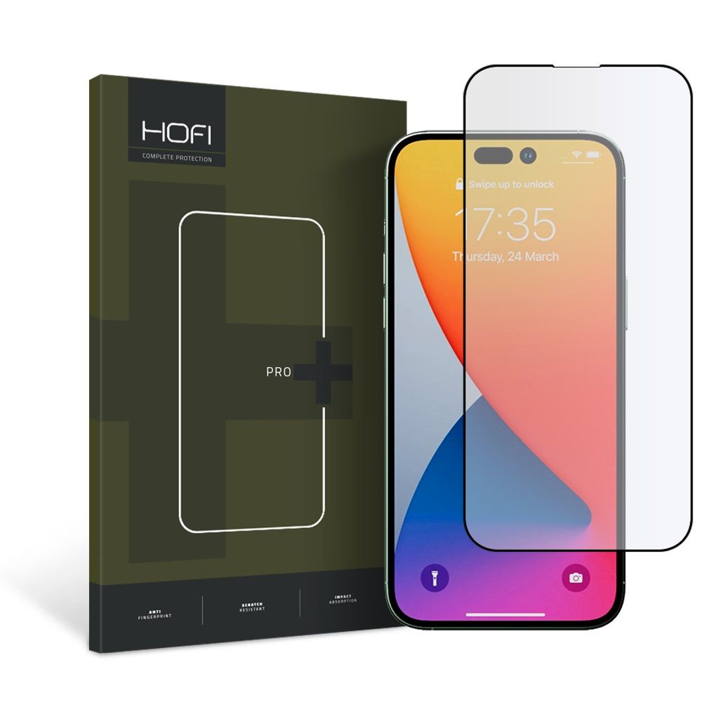 HOFI PRO+ Screen Protector for Apple iPhone 14 Pro, Tempered Glass, Full Glue, Black