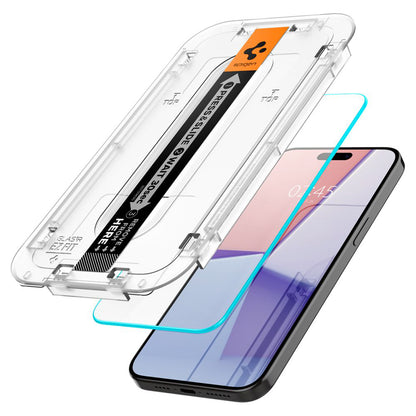 Folia ochronna na ekran Spigen GlastR EZ FIT dla Apple iPhone 15 Pro Max, Szkło Hartowane, Pełne Klejenie, Zestaw 2 sztuki AGL06872