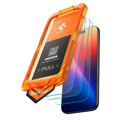 Folia ochronna na ekran Spigen GlastR Align Master Slim dla Apple iPhone 17, Hartowane szkło, Pełne klejenie, Zestaw 3 sztuki AGL10484