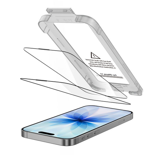 Folia ochronna na ekran Tech-Protect Quick Set+ dla Apple iPhone 17, Hartowane szkło, Pełne klejenie, Zestaw 2 sztuki, Czarna