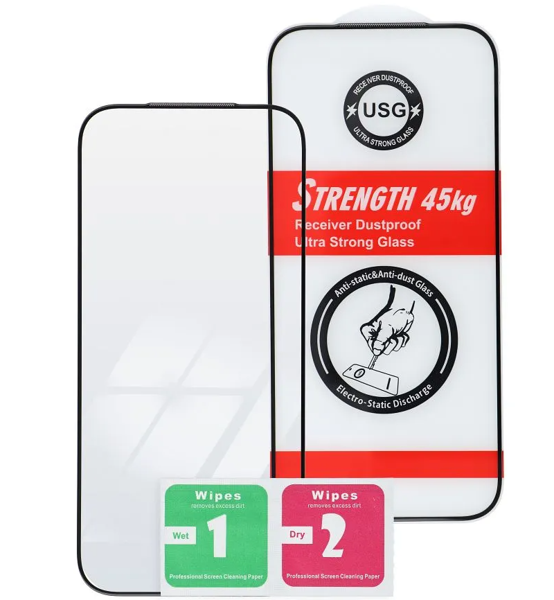 Folia ochronna na ekran OEM Ultra Strong 45KG do Apple iPhone 12 Pro Max, szkło hartowane, pełna klej, 2.5D, czarna