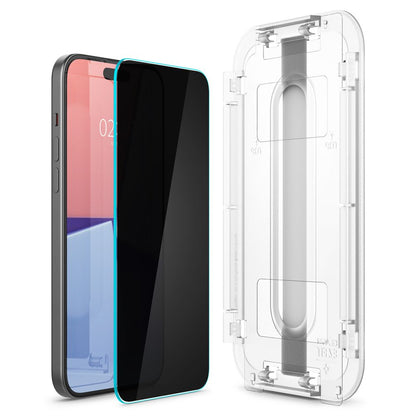 Spigen EZ FIT Privacy Screen Protector dla Apple iPhone 16 / 15, szkło ochronne, pełne klejenie, 2.5D AGL07121 AGL07121