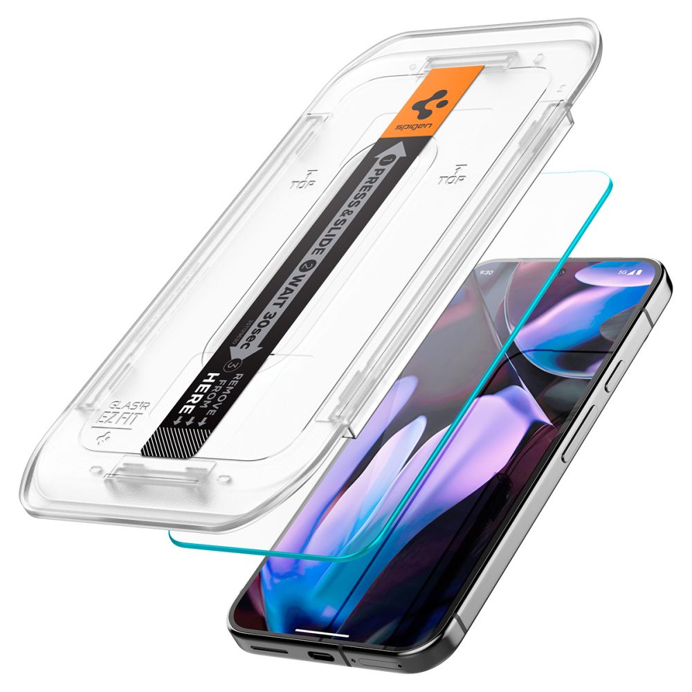 Spigen EZ FIT Screen Protector dla Google Pixel 9 / 9 Pro, szkło ochronne, pełny klej, zestaw 2 sztuk, 2.5D AGL08442 AGL08442 