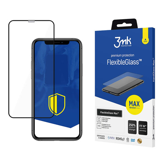Folia ochronna na ekran 3MK FlexibleGlass Max do Apple iPhone 11 / XR, elastyczne szkło, pełna warstwa kleju, czarna