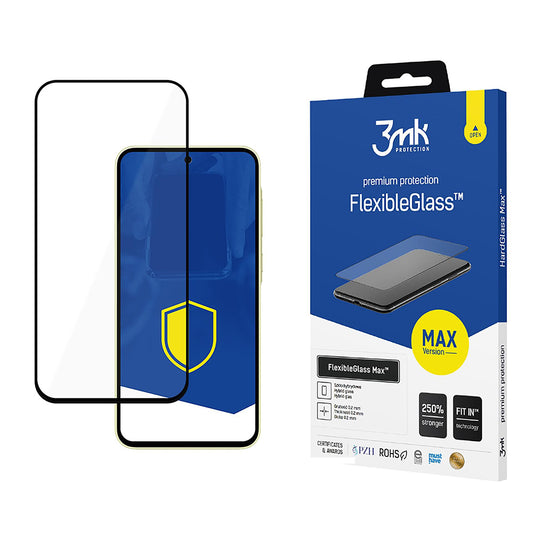 Folia ochronna na ekran 3MK FlexibleGlass Max do Samsung Galaxy A35 5G A356, elastyczne szkło, pełna warstwa kleju, czarna