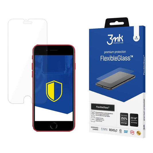 Folia ochronna na ekran 3MK FlexibleGlass do Apple iPhone SE (2022) / SE (2020) / 8 / 7, elastyczne szkło, pełna warstwa kleju