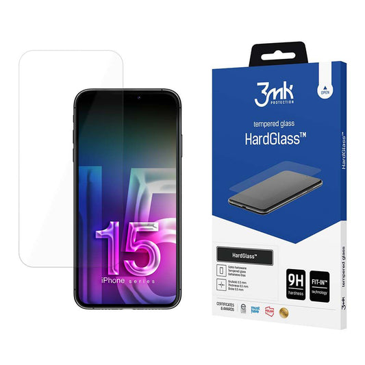 Folia ochronna na ekran 3MK HardGlass do Apple iPhone 15, szkło hartowane, pełna klejność