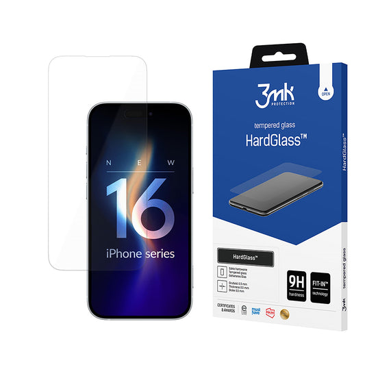 Folia ochronna na ekran 3MK HardGlass do Apple iPhone 16, szkło hartowane, pełna klejność