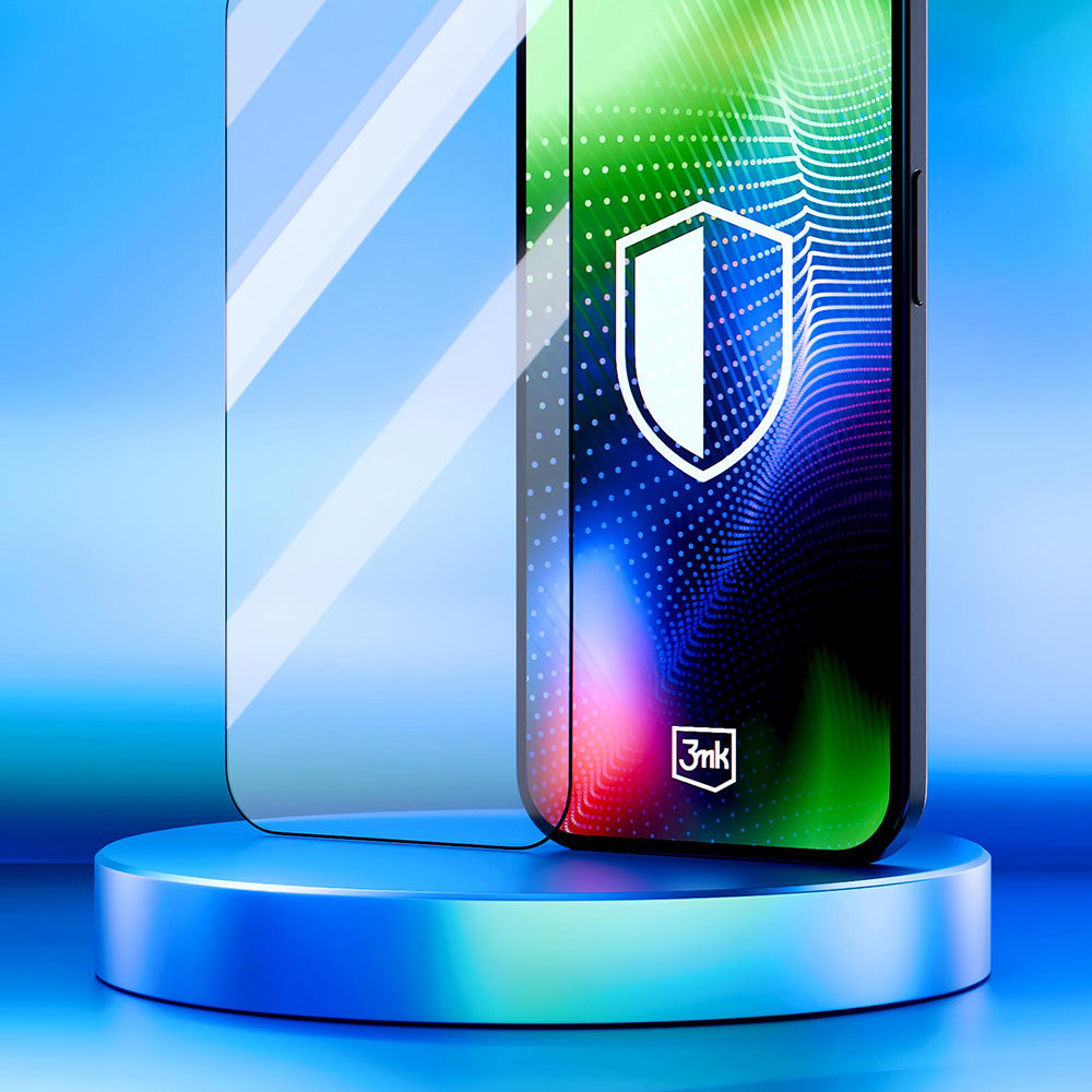 Folia ochronna 3MK Hardy Ultra na ekran dla Apple iPhone 17 / 16 Pro, Hartowane szkło, Pełne klejenie, Czarna