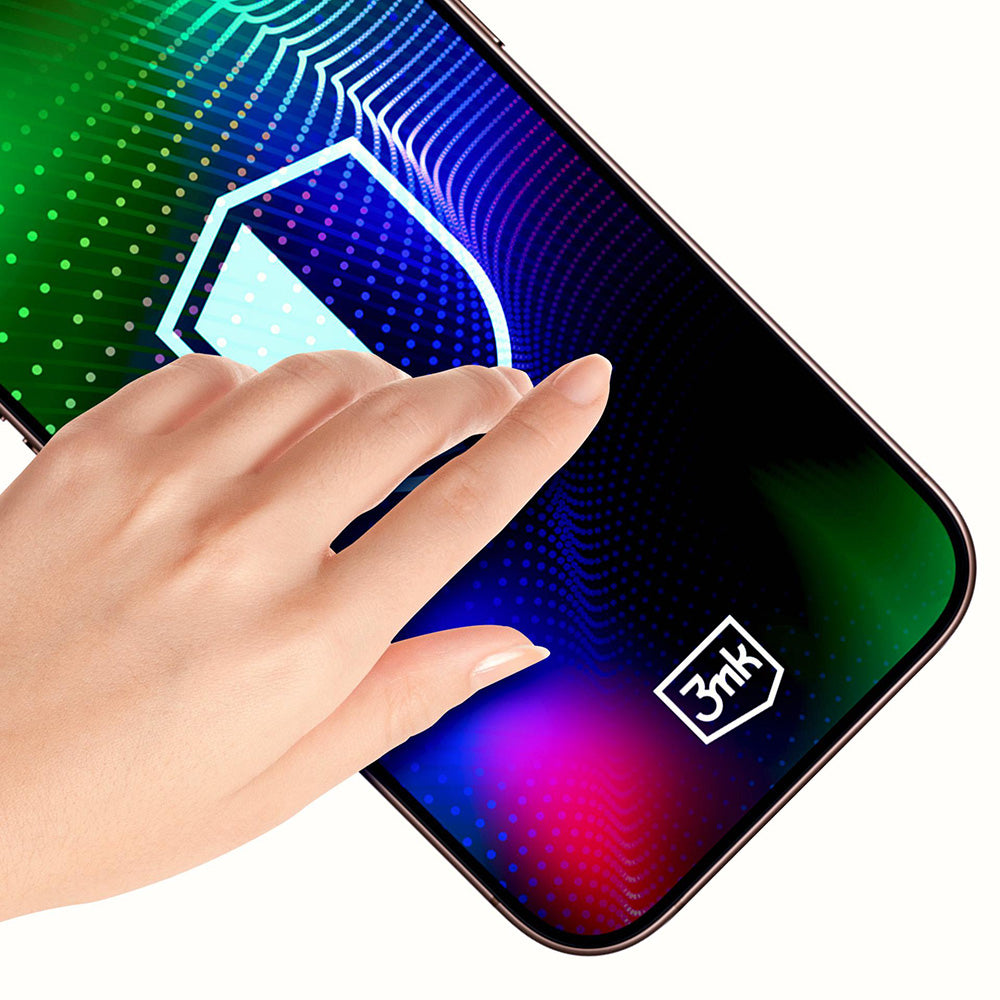 Folia ochronna 3MK Hardy Ultra na ekran dla Apple iPhone 17 / 16 Pro, Hartowane szkło, Pełne klejenie, Czarna