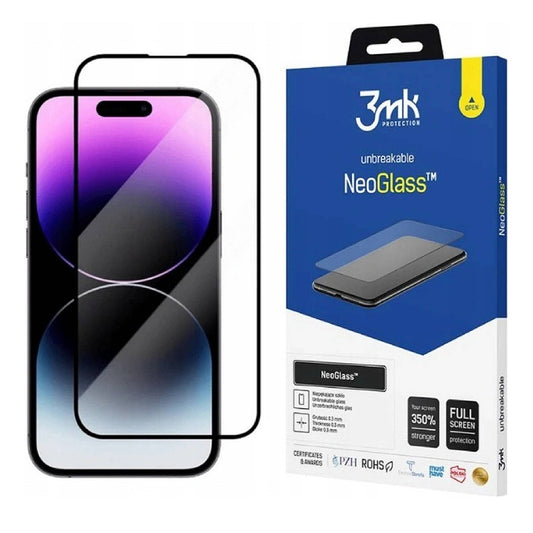 Folia ochronna na ekran 3MK NeoGlass do Apple iPhone 14 Pro Max, szkło hartowane, pełna klej, czarna