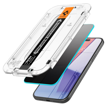 Spigen EZ FIT Privacy Screen Protector dla Apple iPhone 16 / 15, szkło ochronne, pełne klejenie, 2.5D AGL07121 AGL07121