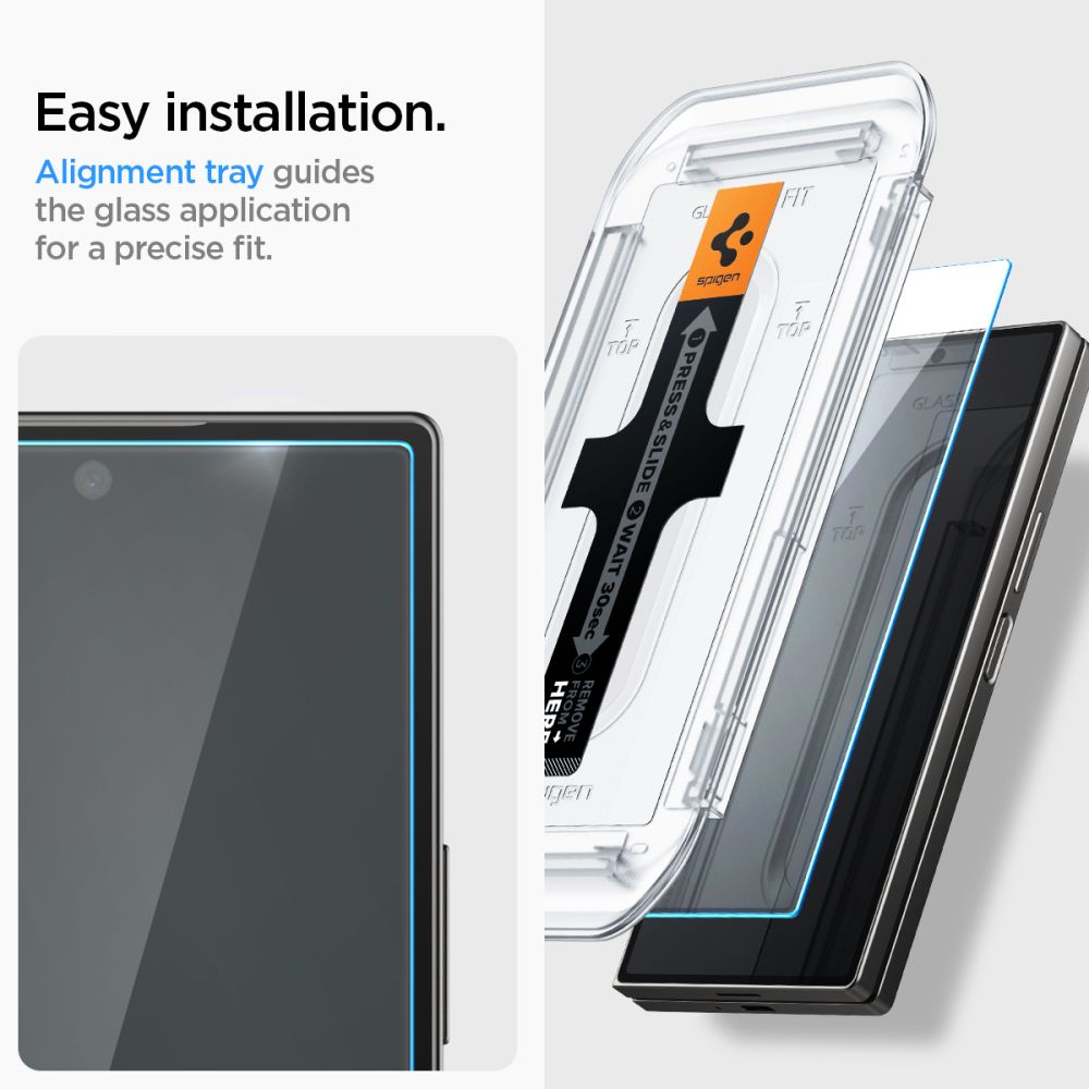 Folie de protectie Ecran Spigen EZ FIT pentru Samsung Galaxy Z Fold6 F956, Sticla Securizata, Full Glue, Set 2 bucati, 2.5D, Ecran Exterior AGL07969