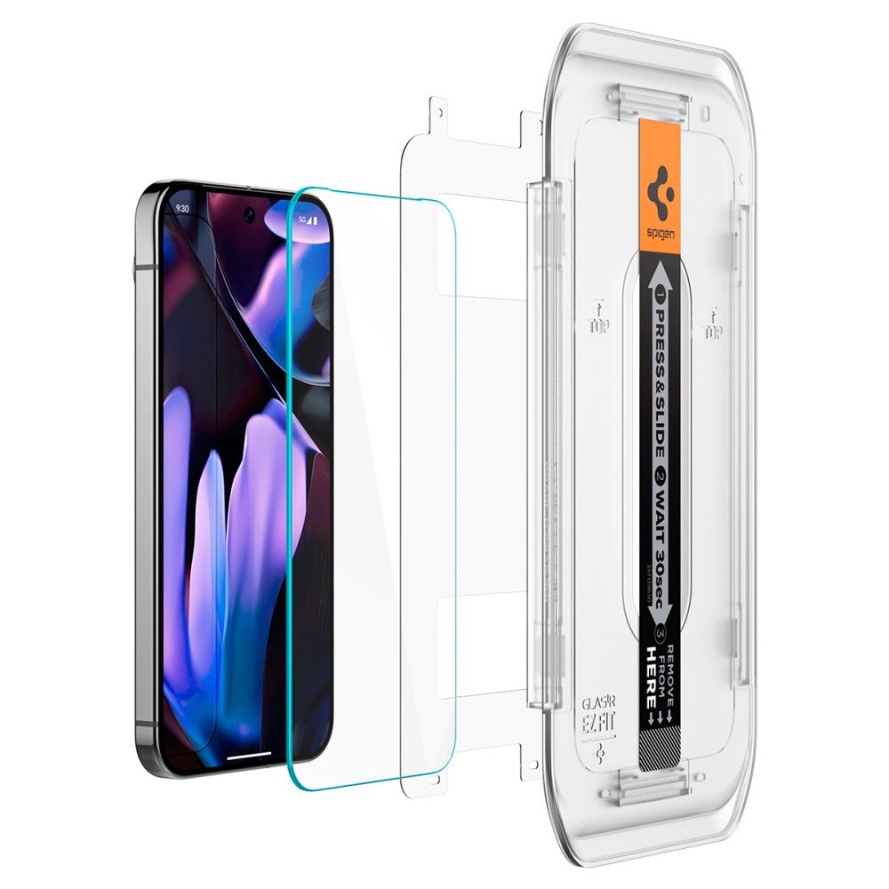 Spigen EZ FIT Screen Protector dla Google Pixel 9 / 9 Pro, szkło ochronne, pełny klej, zestaw 2 sztuk, 2.5D AGL08442 AGL08442 