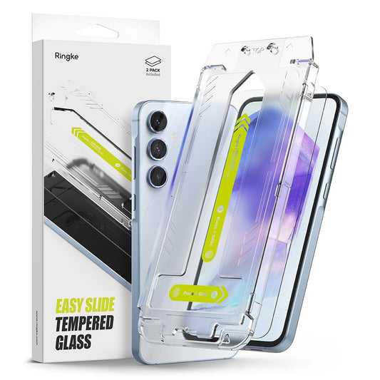 Ringke Easy Slide Screen Protector do Samsung Galaxy A55 5G A556, szkło ochronne, pełny klej, zestaw 2 sztuk 