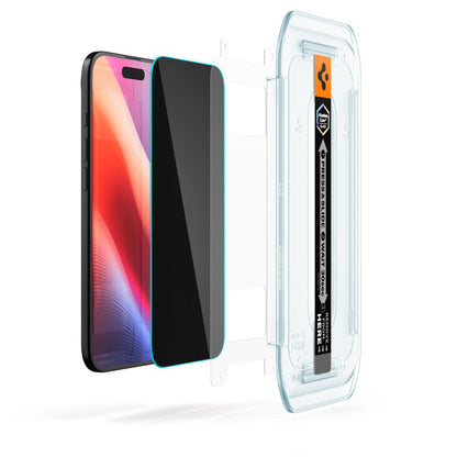 Folia ochronna Ecran Privacy Spigen GlastR EZ FIT dla Apple iPhone 17 Air, Szkło Hartowane, Full Glue, Zestaw 2 sztuki