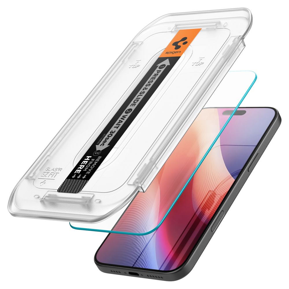 Spigen EZ FIT Screen Protector dla Apple iPhone 16 Pro Max, szkło ochronne, pełny klej, zestaw 2 sztuk AGL07907 AGL07907