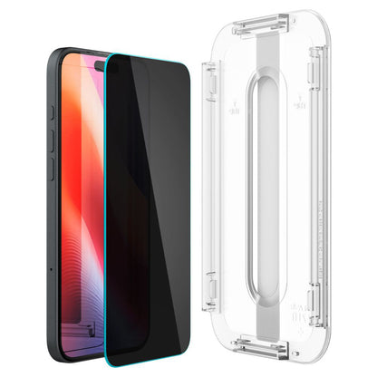 Folia ochronna na ekran Spigen GlastR EZ FIT dla Apple iPhone 17e / 16e / 14 / 13 Pro, Hartowane szkło, Pełne klejenie, Zestaw 2 sztuki AGL03385