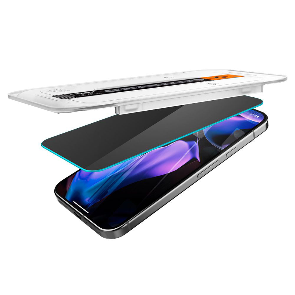 Folia ochronna na ekran Privacy Spigen GlastR EZ FIT do Google Pixel 9 / 9 Pro, szkło hartowane, pełny klej, zestaw 2 sztuki