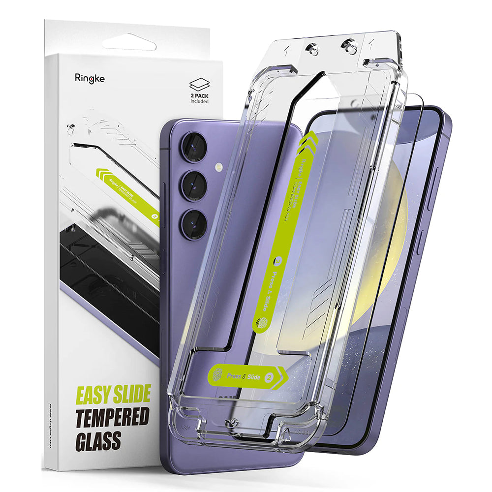 Ringke Easy Slide Screen Protector do Samsung Galaxy S24 S921, szkło ochronne, pełny klej, zestaw 2 sztuk 