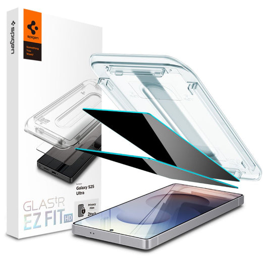 Folia ochronna na ekran Privacy Spigen GlastR EZ FIT HD do Samsung Galaxy S25 Ultra S938, szkło hartowane, pełna warstwa kleju, zestaw 2 sztuki AGL09335