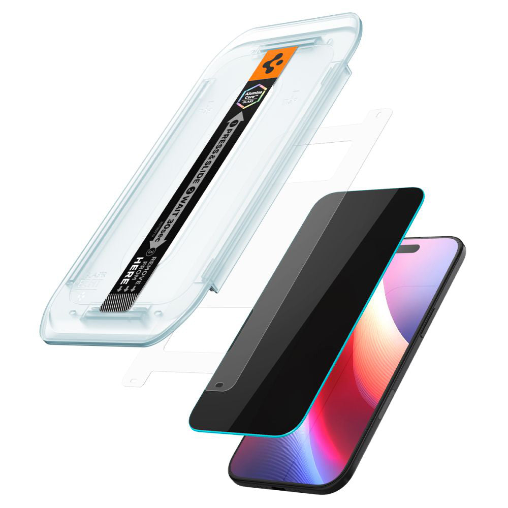 Folia ochronna Ecran Privacy Spigen GlastR EZ FIT dla Apple iPhone 17 Air, Szkło Hartowane, Full Glue, Zestaw 2 sztuki