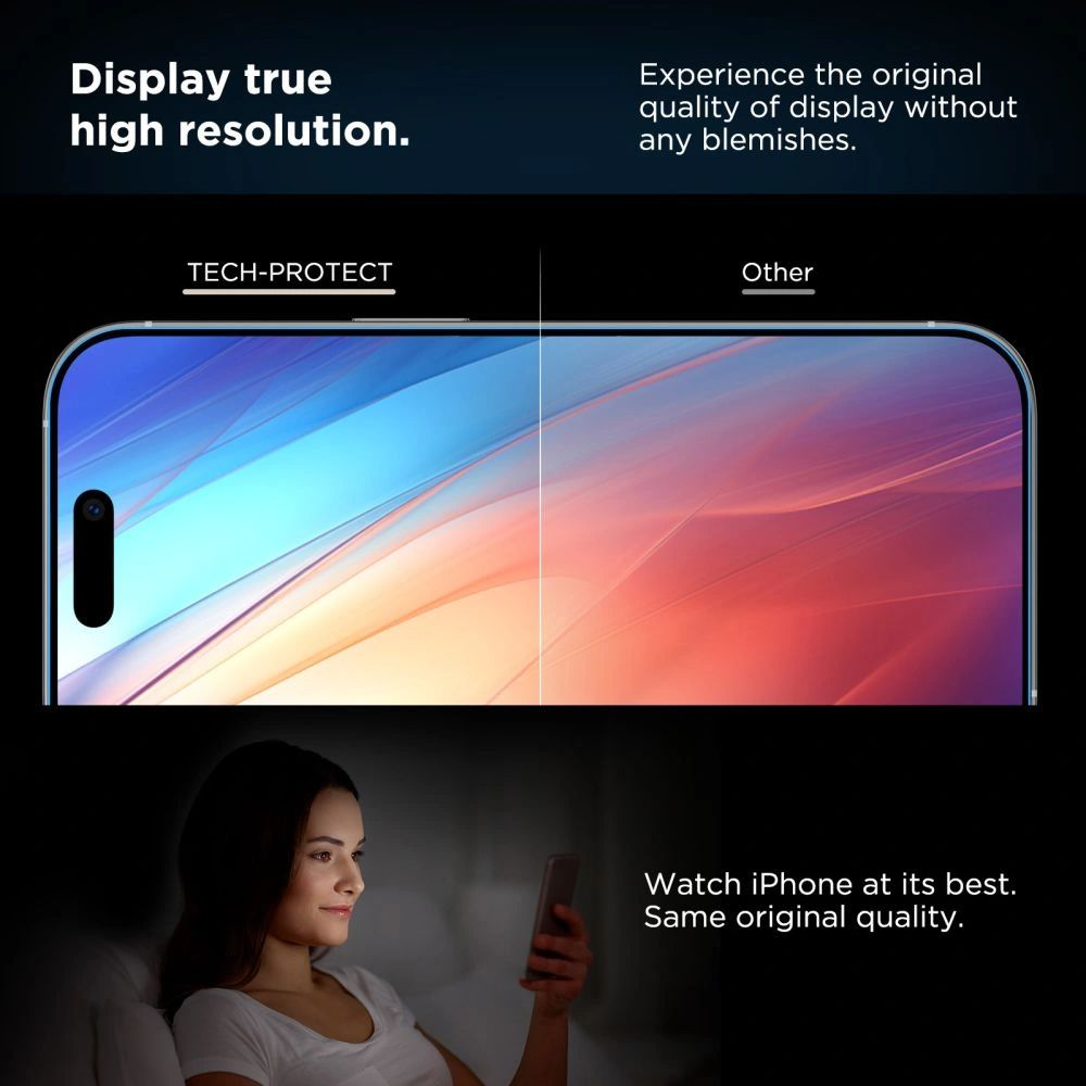 Folia ochronna na ekran Tech-Protect Quick Set+ dla Apple iPhone 17, Hartowane szkło, Pełne klejenie, Zestaw 2 sztuki, Czarna