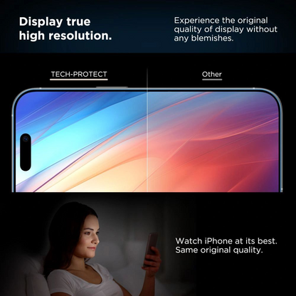Folia ochronna na ekran Tech-Protect Quick Set+ dla Apple iPhone 17, Hartowane szkło, Pełne klejenie, Zestaw 2 sztuki, Czarna