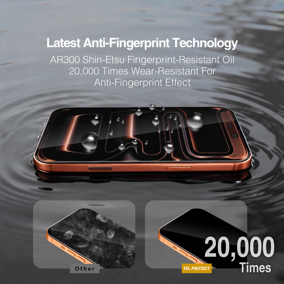 Szkło ochronne na ekran Tel Protect 10X HD DLC Diamond Coating do Apple iPhone 17 / 16 Pro, szkło hartowane, pełny klej, czarne