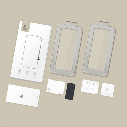 Folia ochronna na ekran Tech-Protect Quick Set+ dla Apple iPhone 17, Hartowane szkło, Pełne klejenie, Zestaw 2 sztuki, Czarna